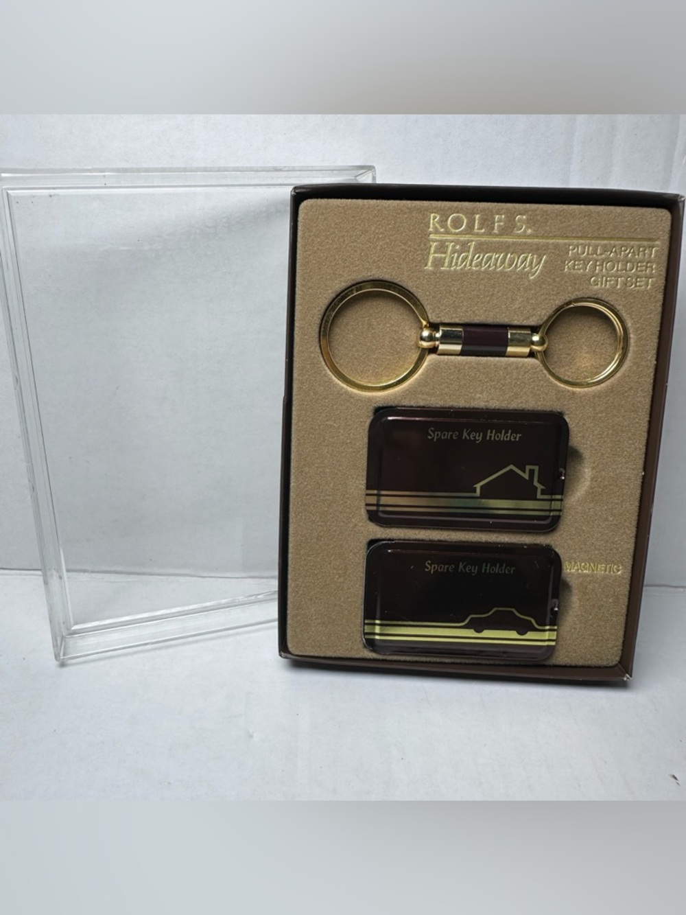 VTG Rolfs Hideaway Spare Key Gift Set Magnetic Holder-Car-House-Release Keychain